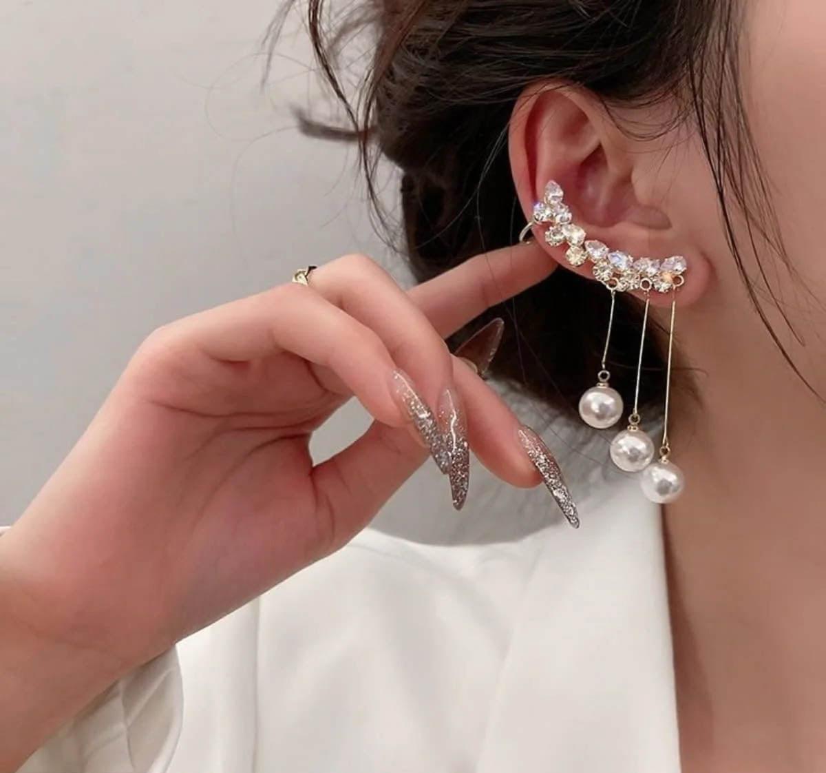YQG Drop Pearl Ear Cuffs Pair