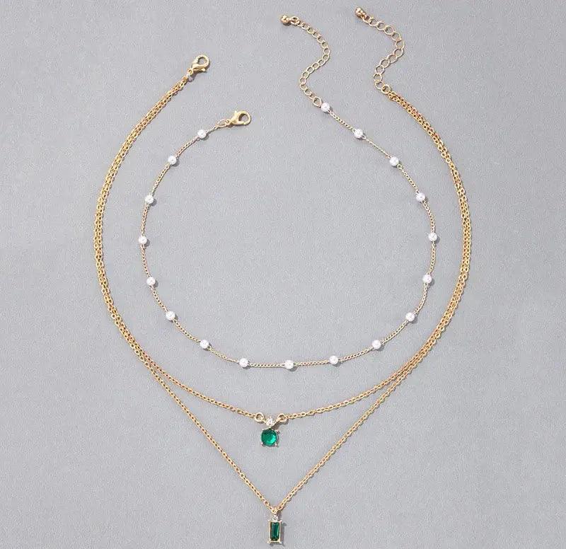 YYE Baguette/Round Pendent With Link Chains