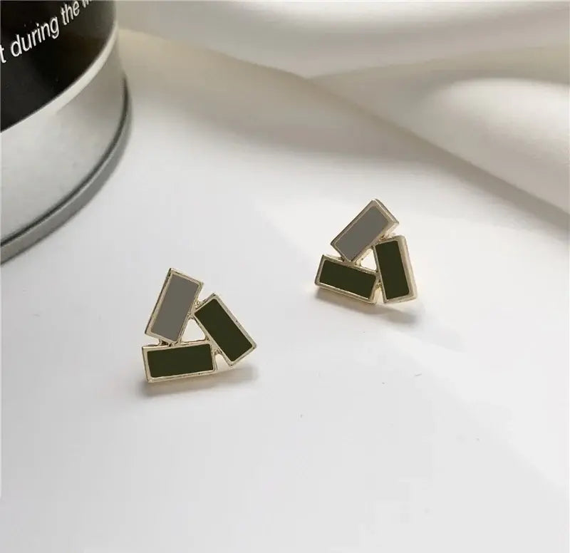 YYZ Painted 3 Baguette Triangle Stud Tops Pair
