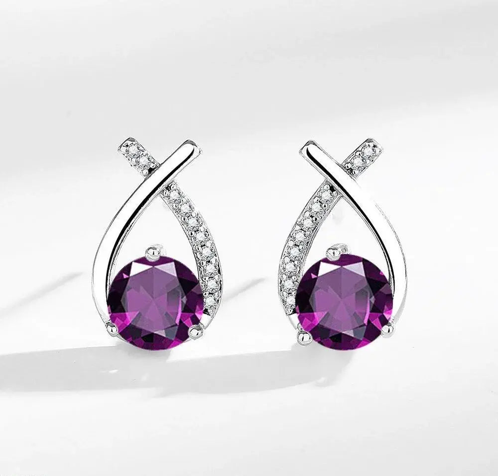 BLX Round Zircon Cross Tops Pair