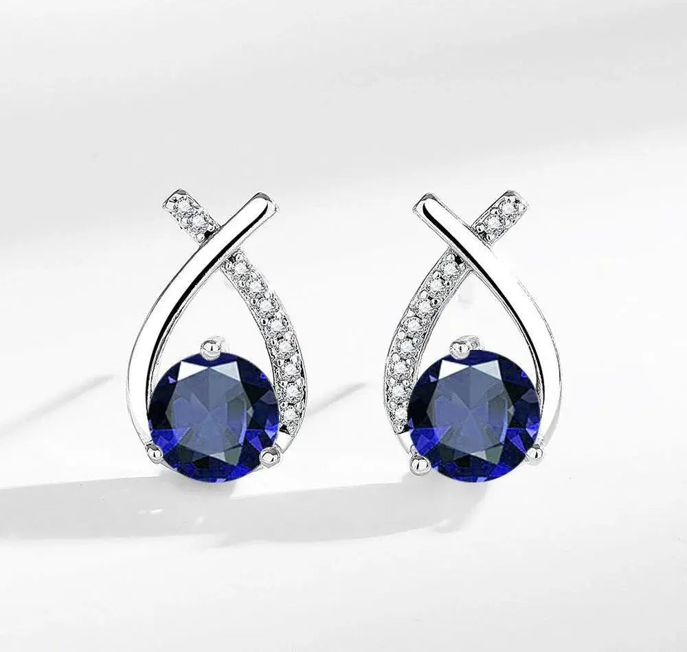BLX Round Zircon Cross Tops Pair