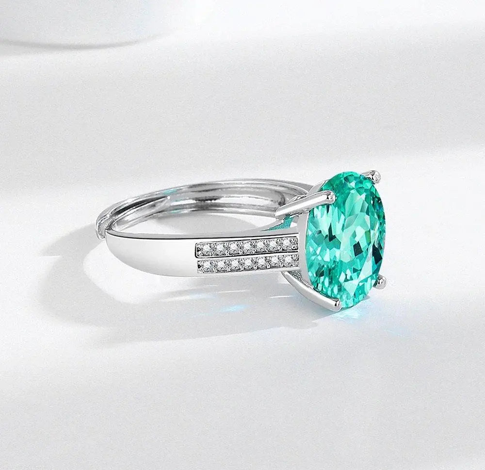 BLX Oval Zircon Stone Ring Adjustable