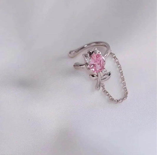 CJD Tear Flower Ear Cuff Single