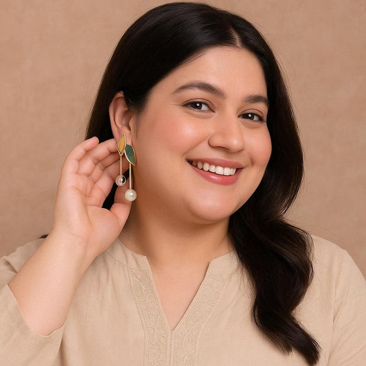 ZCD Leaf's Tassel Stud Ear Tops Pair