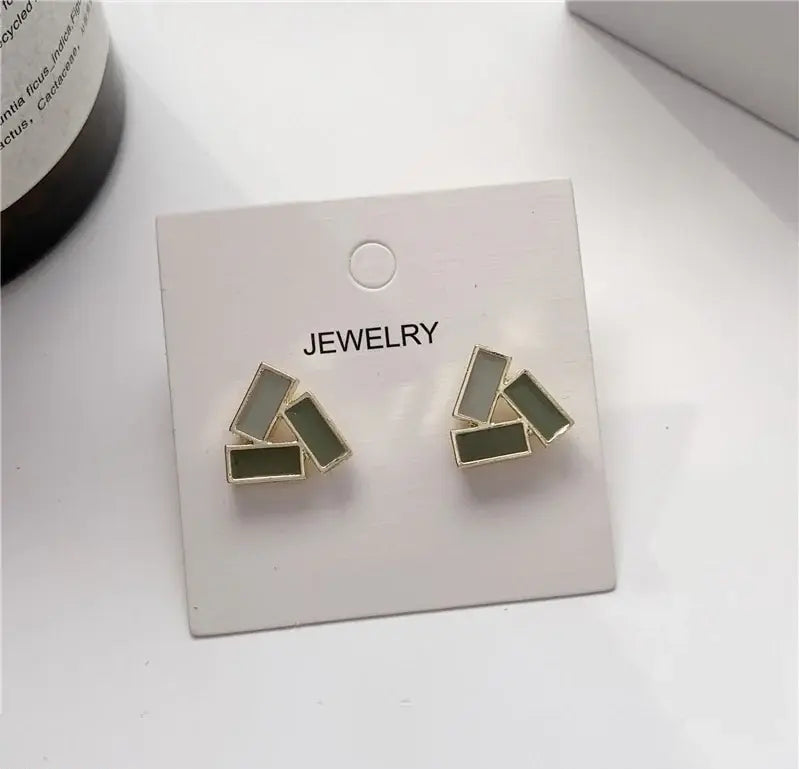 YYZ Painted 3 Baguette Triangle Stud Tops Pair