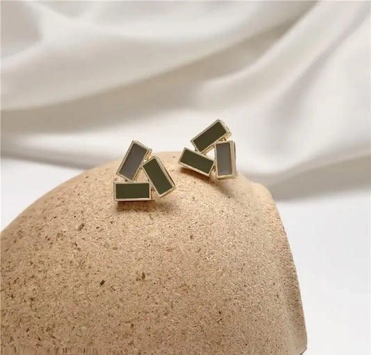 YYZ Painted 3 Baguette Triangle Stud Tops Pair