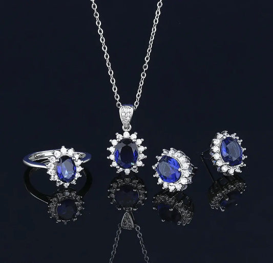 BLX Oval Flower Pendant Set