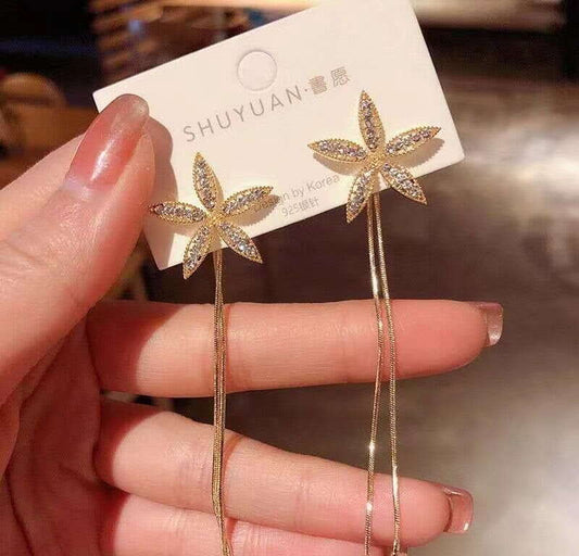 BTO Flower Curb Drop Earrings Pair