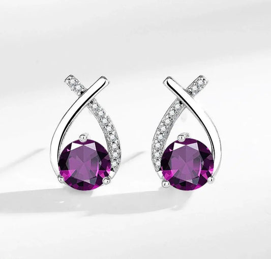 BLX Round Zircon Cross Tops Pair