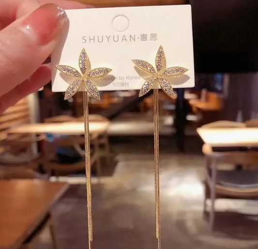 BTO Flower Curb Drop Earrings Pair