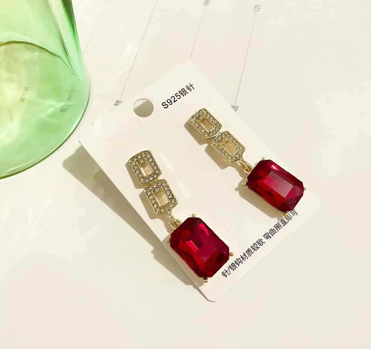 BTO Sterling Square Drop Earrings Pair